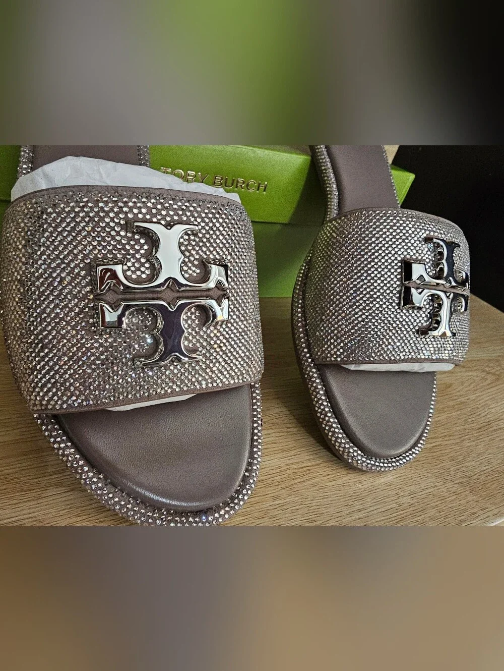 Tory Burch Everly Slide Dark Clay. Size 9